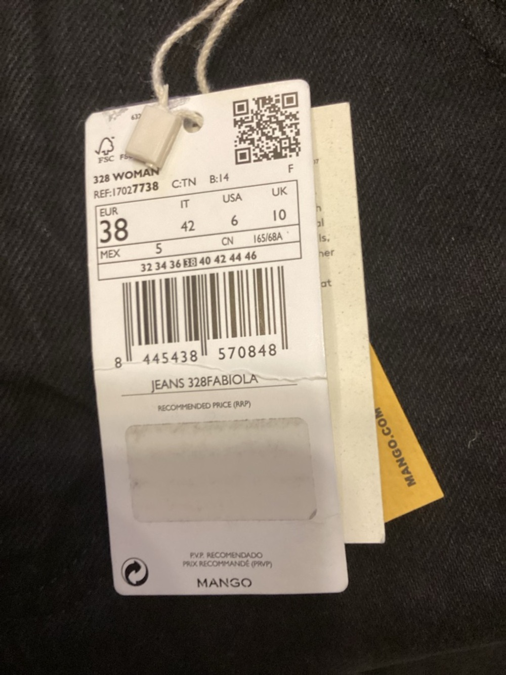 NWT MNG Black Wide Leg High Waist Denim Jeans Size 6 - Picture 7 of 8